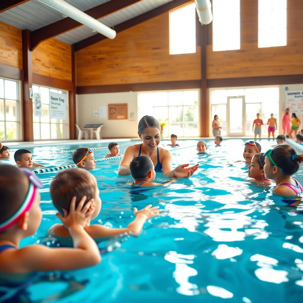Swimmers enjoying a lesson at Swim School