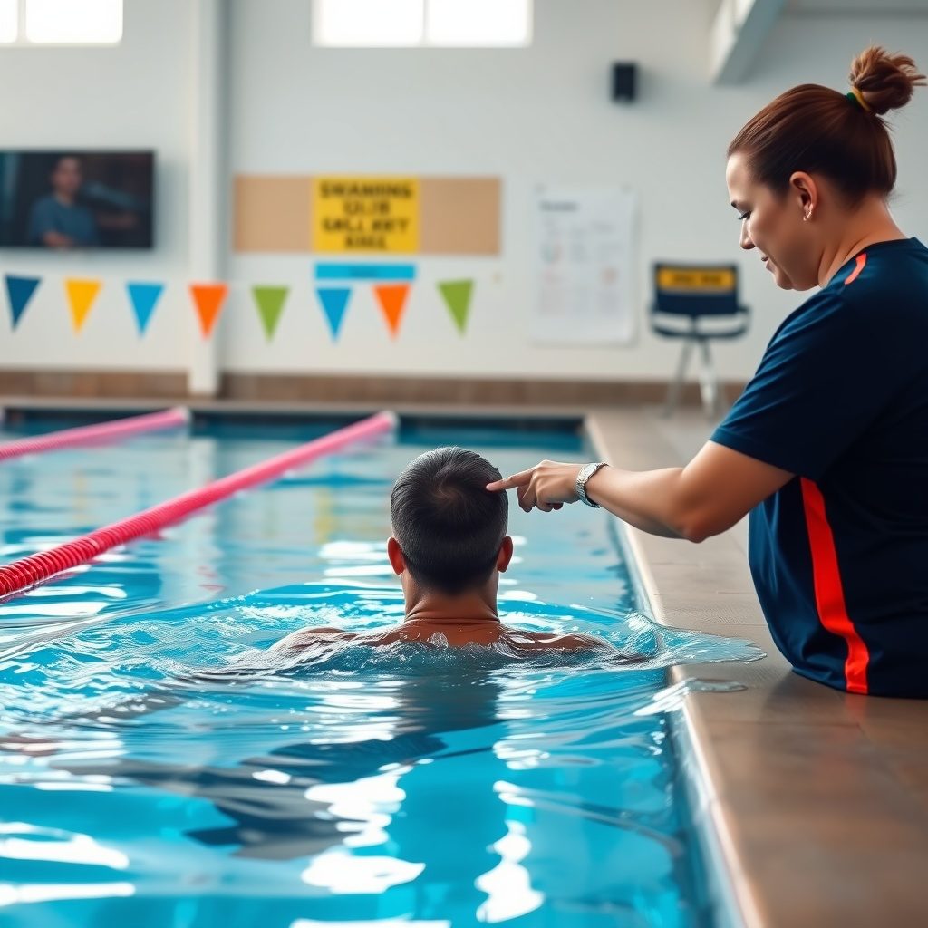 Adult swimming training.
