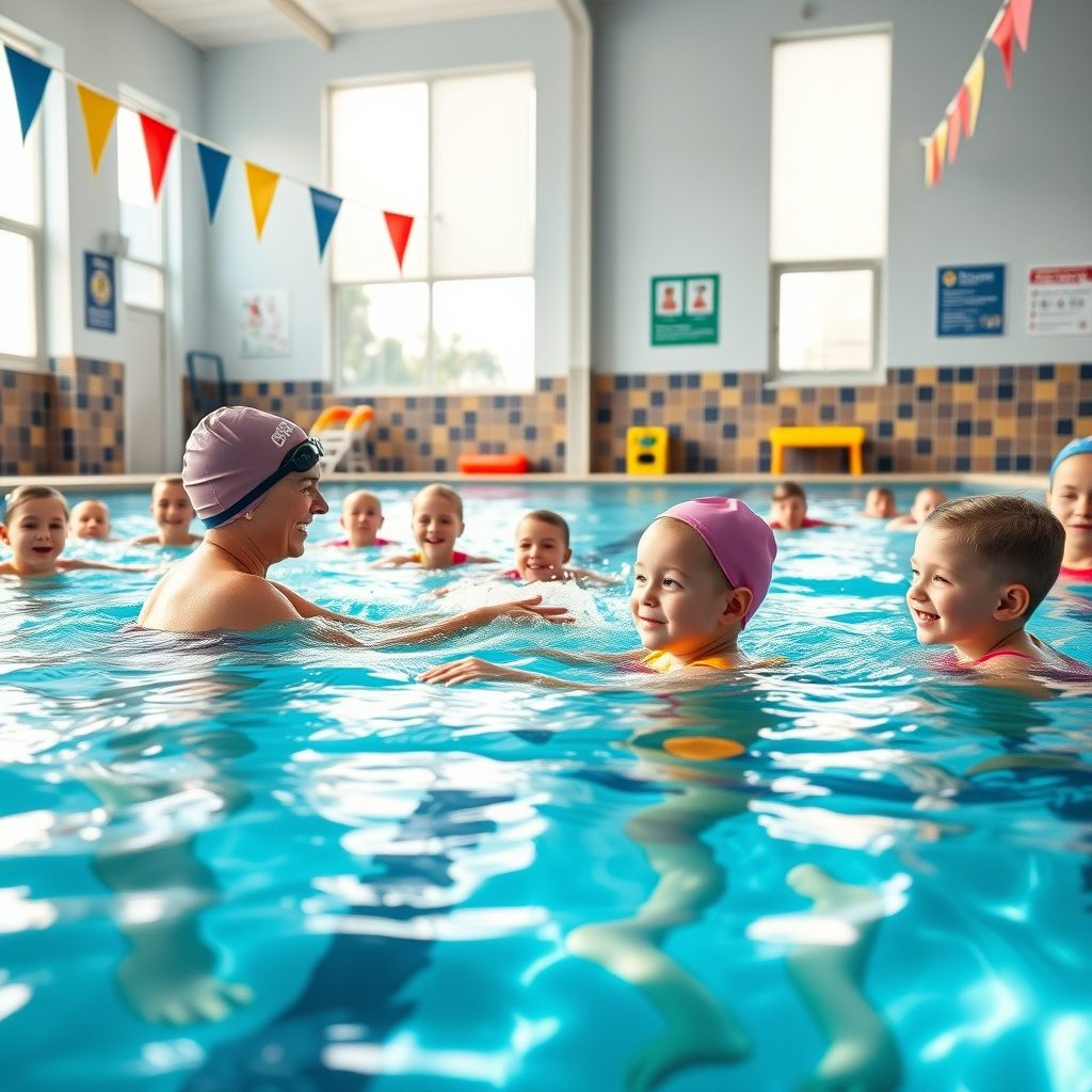 Children swimming in a pool