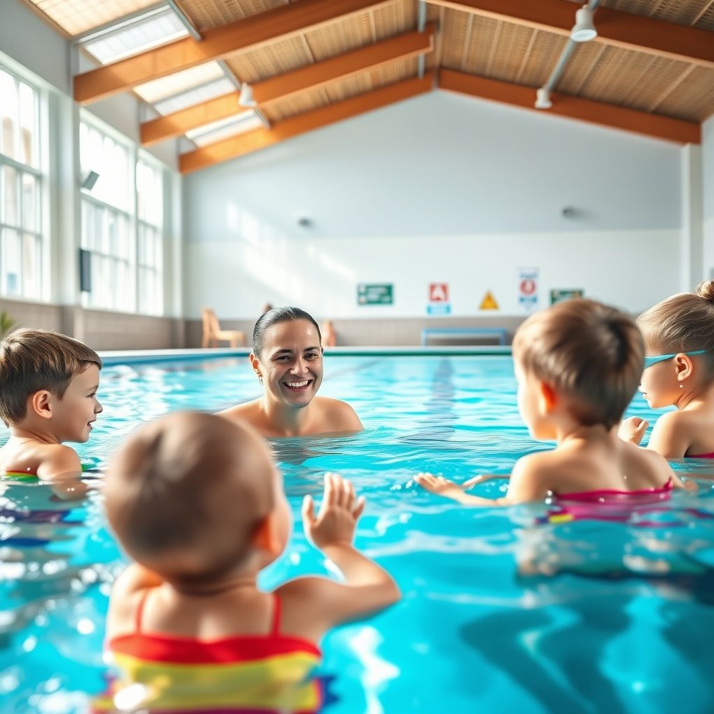 Family enjoying swimming lessons